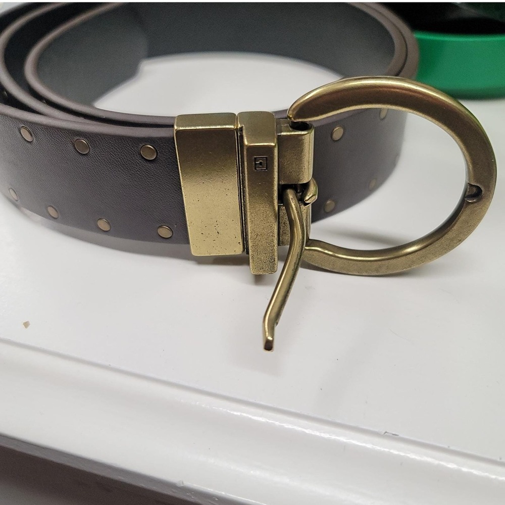 Chaps Mens Brown Leather Belt‎ with Gold Studs and Buckle Size XL